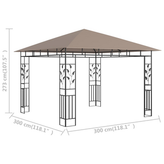 Gazebo with Mosquito Net 3x3x2.73 m Taupe 180 g/m² - Giant Lobelia