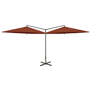 vidaXL Double Parasol with Steel Pole Terracotta 600 cm - Giant Lobelia