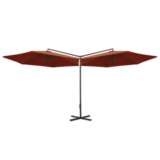 vidaXL Double Parasol with Steel Pole Terracotta 600 cm - Giant Lobelia