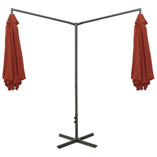 vidaXL Double Parasol with Steel Pole Terracotta 600 cm - Giant Lobelia