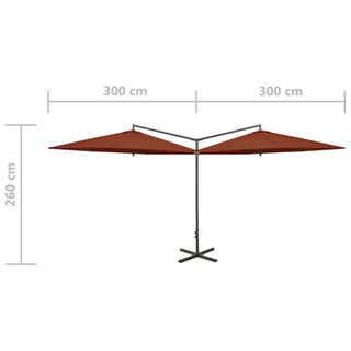 vidaXL Double Parasol with Steel Pole Terracotta 600 cm - Giant Lobelia