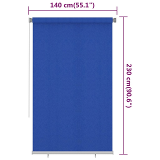 vidaXL Outdoor Roller Blind 140x230 cm Blue HDPE - Giant Lobelia