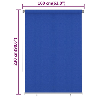 vidaXL Outdoor Roller Blind 160x230 cm Blue HDPE - Giant Lobelia