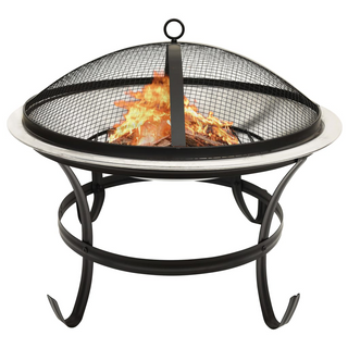 2-in-1 Fire Pit and BBQ with Poker 56x56x49 cm Stainless Steel - Giant Lobelia