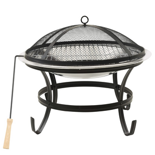 2-in-1 Fire Pit and BBQ with Poker 56x56x49 cm Stainless Steel - Giant Lobelia