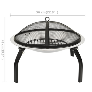 2-in-1 Fire Pit and BBQ with Poker 56x56x49 cm Stainless Steel - Giant Lobelia