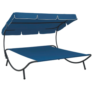 vidaXL Outdoor Lounge Bed with Canopy Blue - Giant Lobelia