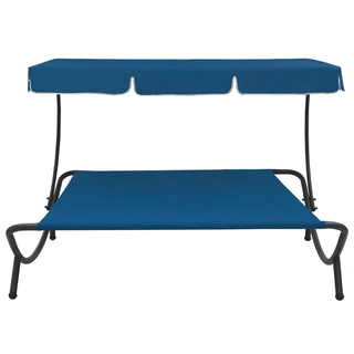 vidaXL Outdoor Lounge Bed with Canopy Blue - Giant Lobelia