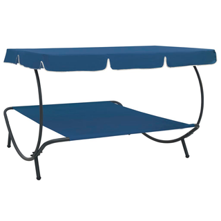 vidaXL Outdoor Lounge Bed with Canopy Blue - Giant Lobelia