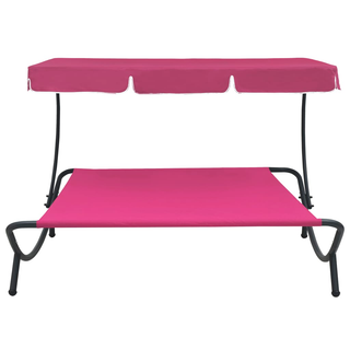 vidaXL Outdoor Lounge Bed with Canopy Pink - Giant Lobelia