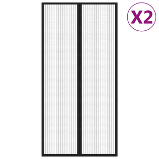 Insect Door Curtains 2 pcs with Magnet Blocks Black 220x100 cm - Giant Lobelia