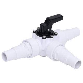 vidaXL Swimming Pool 3-Way Ball Valve White and Black - Giant Lobelia