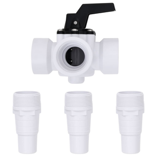 vidaXL Swimming Pool 3-Way Ball Valve White and Black - Giant Lobelia