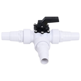 vidaXL Swimming Pool 3-Way Ball Valve White and Black - Giant Lobelia