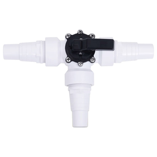 vidaXL Swimming Pool 3-Way Ball Valve White and Black - Giant Lobelia