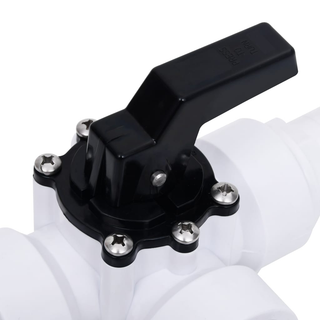 vidaXL Swimming Pool 3-Way Ball Valve White and Black - Giant Lobelia