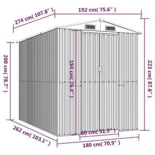 Garden Shed Green 192x274x223 cm Galvanised Steel - Giant Lobelia