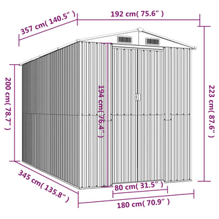 Garden Shed Green 192x357x223 cm Galvanised Steel - Giant Lobelia