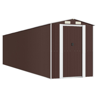 vidaXL Garden Shed Dark Brown 192x855x223 cm Galvanised Steel - Giant Lobelia