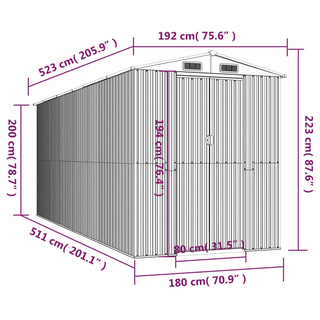 Garden Shed Green 192x523x223 cm Galvanised Steel - Giant Lobelia