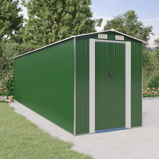 Garden Shed Green 192x689x223 cm Galvanised Steel - Giant Lobelia