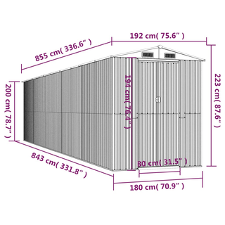 Garden Shed Green 192x855x223 cm Galvanised Steel - Giant Lobelia