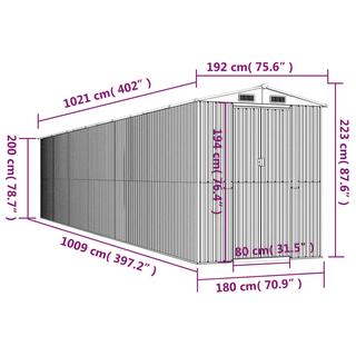 Garden Shed Green 192x1021x223 cm Galvanised Steel - Giant Lobelia