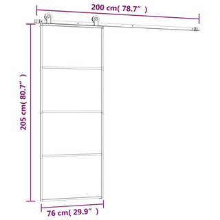 Sliding Door with Hardware Set 76x205 cm ESG Glass&Aluminium - Giant Lobelia