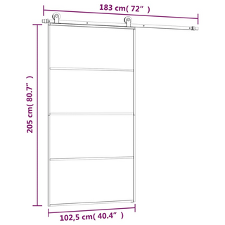 Sliding Door with Hardware Set 102.5x205 cm ESG Glass&Aluminium - Giant Lobelia