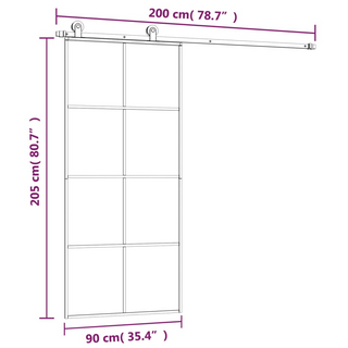 Sliding Door with Hardware Set 90x205 cm ESG Glass&Aluminium - Giant Lobelia