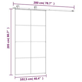 Sliding Door with Hardware Set 102.5x205 cm ESG Glass&Aluminium - Giant Lobelia