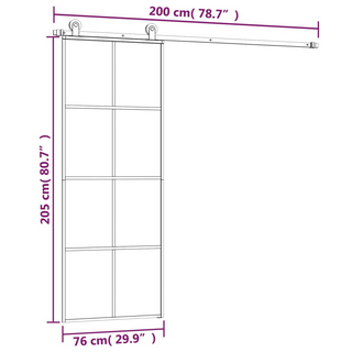 Sliding Door with Hardware Set 76x205 cm ESG Glass&Aluminium - Giant Lobelia