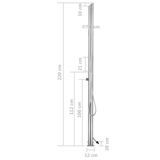 vidaXL Garden Shower 220 cm Stainless Steel - Giant Lobelia