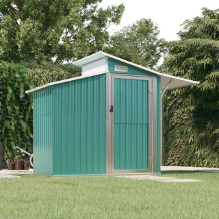 vidaXL Garden Shed Green 270x130x208.5 cm Galvanised Steel - Giant Lobelia