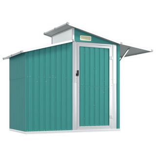 vidaXL Garden Shed Green 270x130x208.5 cm Galvanised Steel - Giant Lobelia