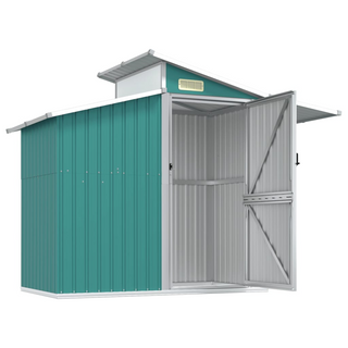 vidaXL Garden Shed Green 270x130x208.5 cm Galvanised Steel - Giant Lobelia