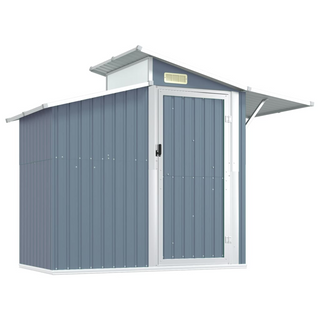 vidaXL Garden Shed Grey 270x130x208.5 cm Galvanised Steel - Giant Lobelia