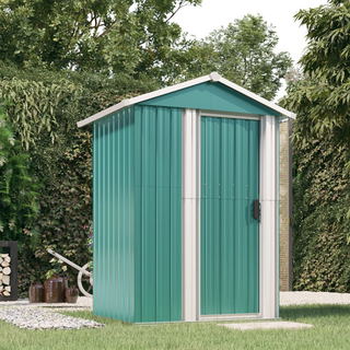 vidaXL Garden Shed Green 126x97.5x177 cm Galvanised Steel - Giant Lobelia