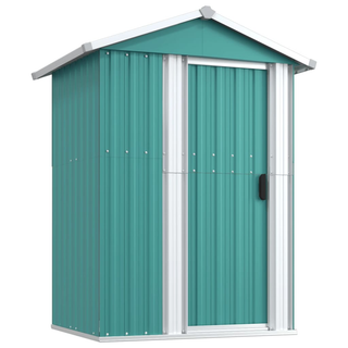 vidaXL Garden Shed Green 126x97.5x177 cm Galvanised Steel - Giant Lobelia