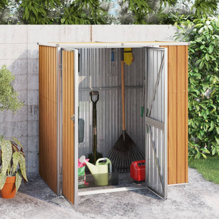 vidaXL Garden Tool Shed Brown 161x89x161 cm Galvanised Steel - Giant Lobelia