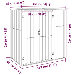 vidaXL Garden Tool Shed Brown 161x89x161 cm Galvanised Steel - Giant Lobelia