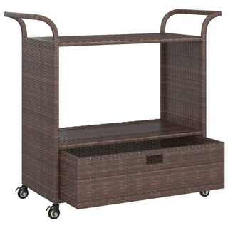 Bar Cart with Drawer Brown 100x45x97 cm Poly Rattan - Giant Lobelia