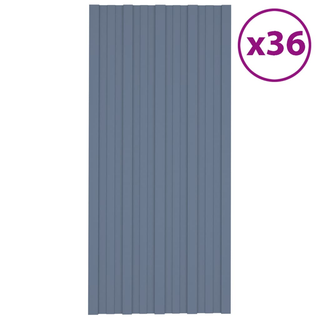 vidaXL Roof Panels 36 pcs Galvanised Steel Grey 100x45 cm - Giant Lobelia