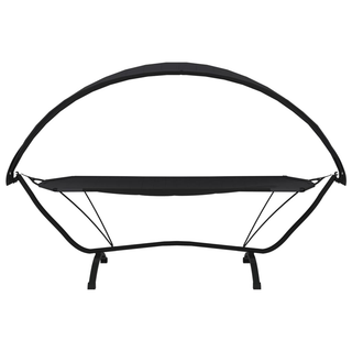 vidaXL Outdoor Lounge Bed with Canopy Black Steel and Oxford Fabric - Giant Lobelia