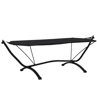 vidaXL Outdoor Lounge Bed with Canopy Black Steel and Oxford Fabric - Giant Lobelia