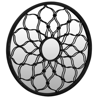 Garden Mirror Black 60x3 cm Iron Round for Outdoor Use - Giant Lobelia