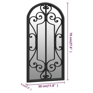 Garden Mirror Black 70x30 cm Iron for Outdoor Use - Giant Lobelia