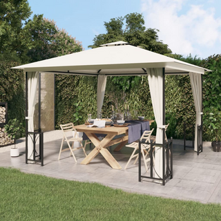 Gazebo with Sidewalls&Double Roofs 3x3 m Cream - Giant Lobelia