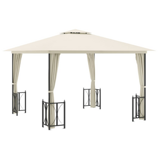 Gazebo with Sidewalls&Double Roofs 3x3 m Cream - Giant Lobelia