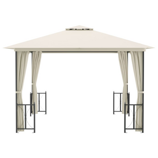 Gazebo with Sidewalls&Double Roofs 3x3 m Cream - Giant Lobelia